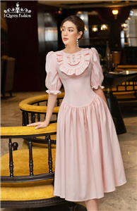 Váy xòe hồng nhún hông - 3684