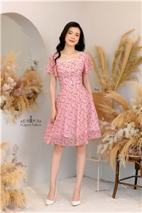 Váy xòe hoa nhí hồng sen- 2769
