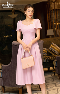Váy xòe hồng tím lượn eo - 3654