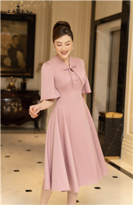 Váy xòe hồng tím cổ leo - 3533